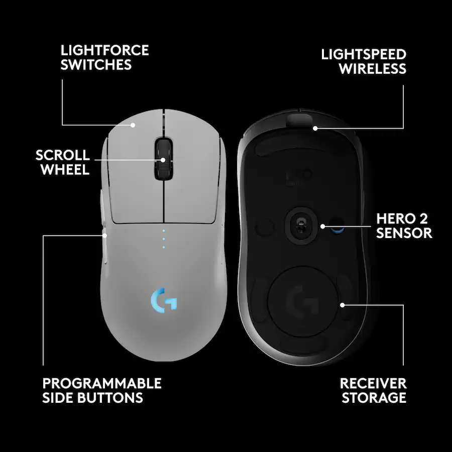 Logitech Model Number Rughtlight Logitech PRO 2 LIGHTSPEED Lightweight Optical HERO 44K DPI Gaming Mouse ...