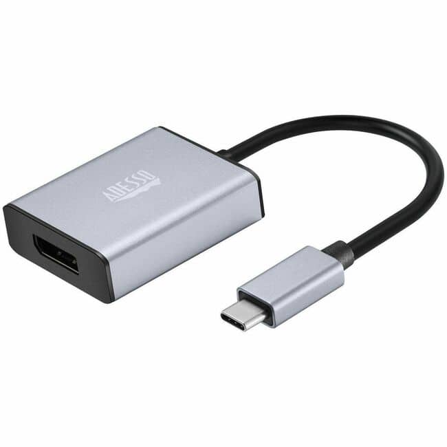 Adesso - USB-C to Display Port Adapter - 1 x USB Type C - Male - 1 x DisplayPort 1.2 Digital Audio/Video - Female - 3840 x - Black