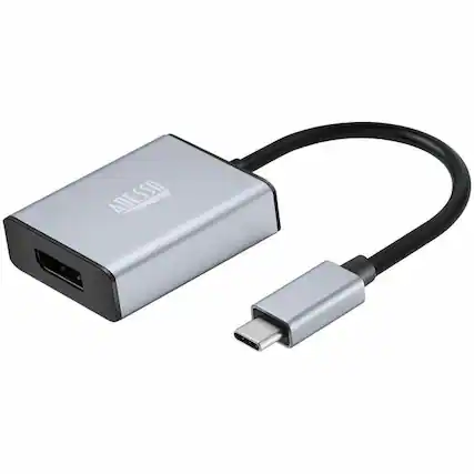 Front. Adesso - Adesso USB-C to Display Port Adapter - 1 x USB Type C - Male - 1 x DisplayPort 1.2 Digital Audio/Video - Female - 3840 x - Black.
