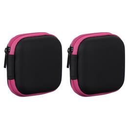 Unique Bargains - 2pcs Earphone Case, 2.95x2.95x1.38in, Portable Earbud Carrying Case Storage Bag for In-Ear Headphones - Rose Red