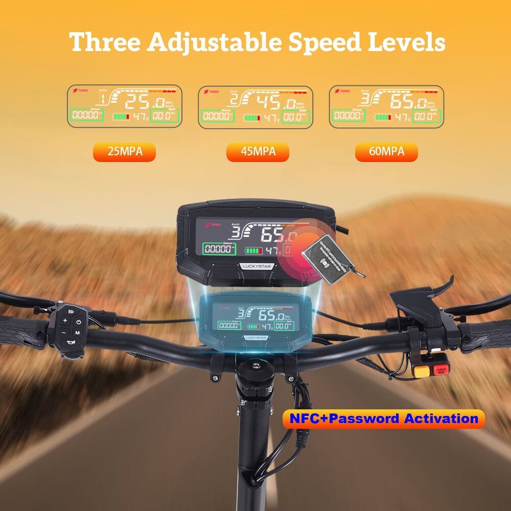 Three Adjustable Speed Levels

- 25MPA
- 45MPA
- 60MPA

NFC+Password Activation