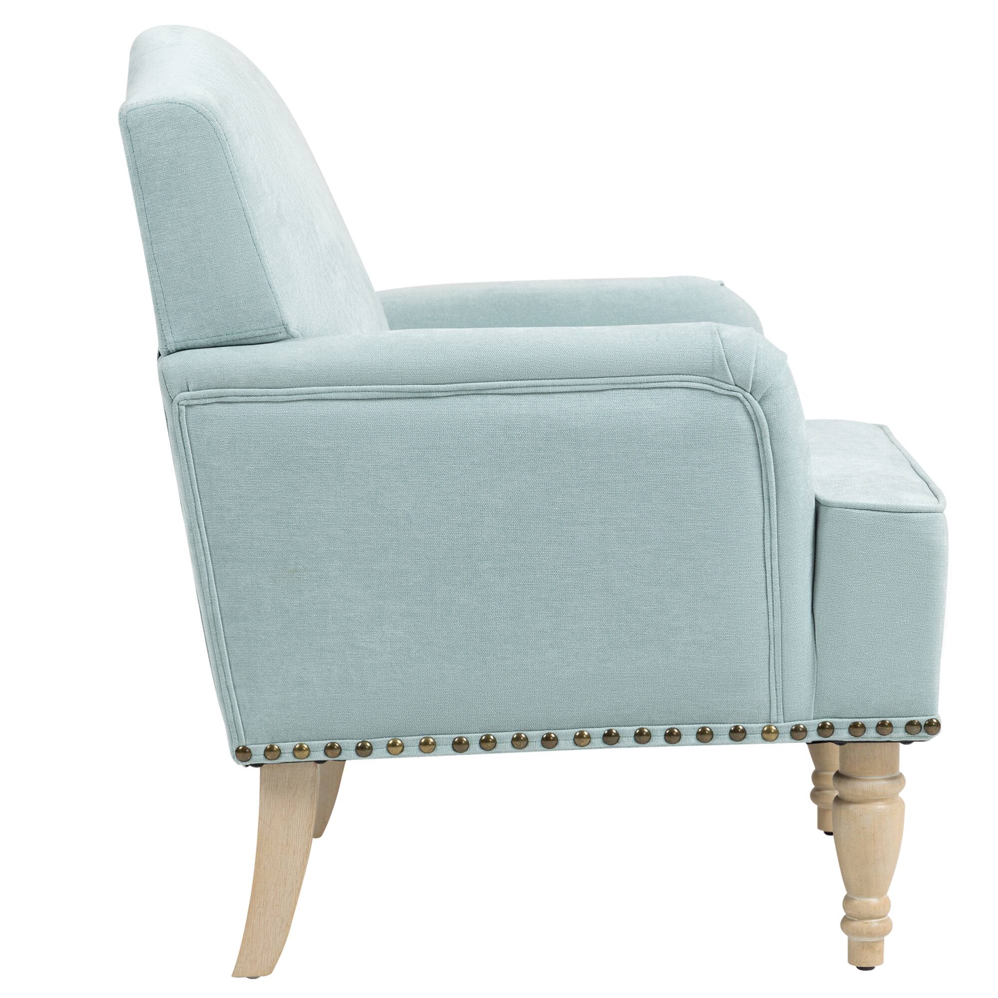 Alt View 5. GOODSILO - Stylish Upholstered Accent Chair with Wooden Legs and Nailhead Trim for Living Room or Bedroom - Sage.