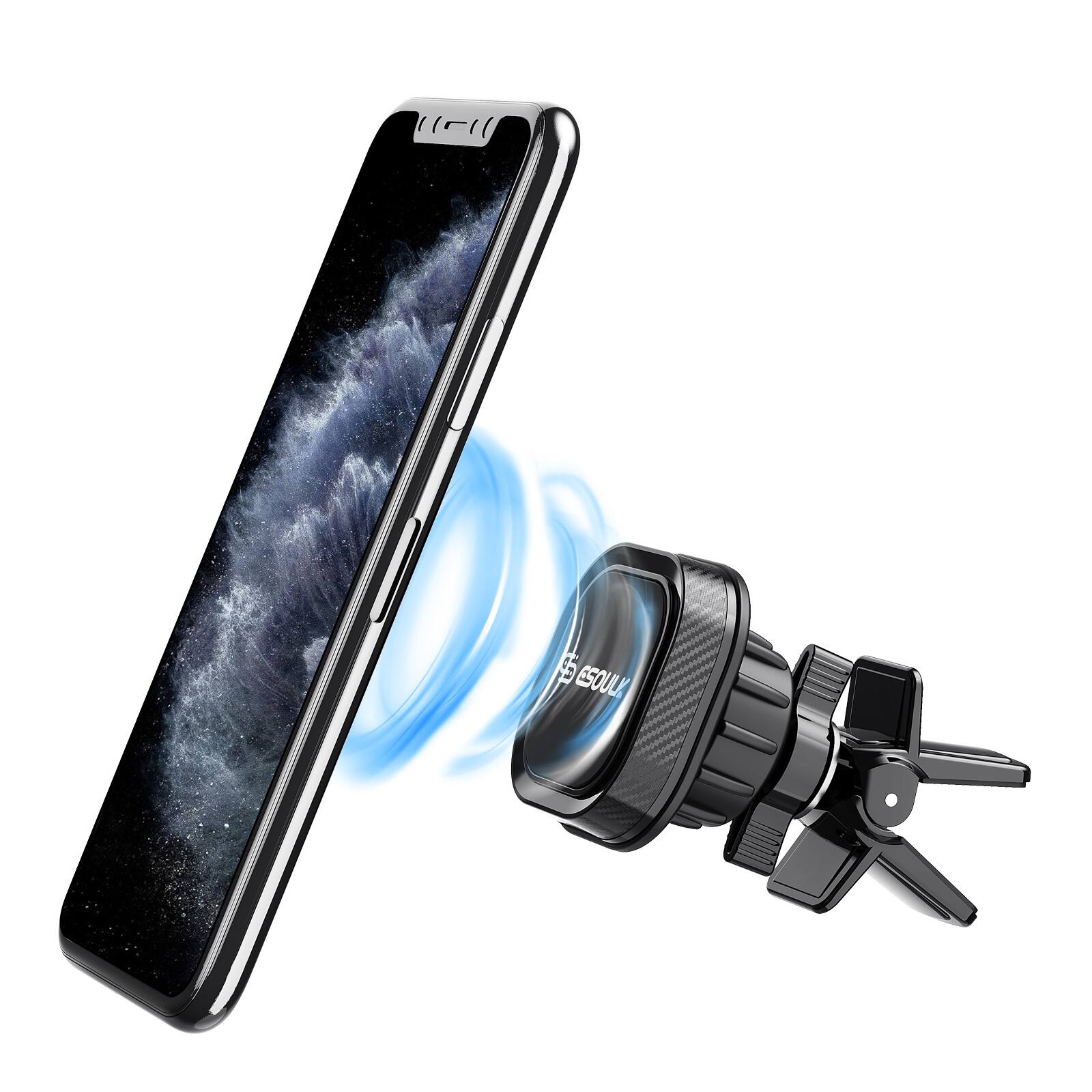 Alt View 4. Esoulk - Universal Magnetic Air Vent Car Phone Holder for iPhone Samsung Universal Magsafe and Non-Magsafe - Black.