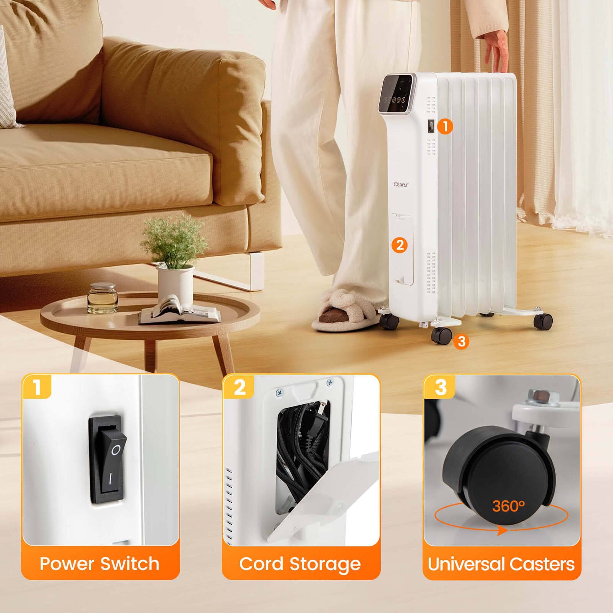 1. Power Switch
2. Cord Storage
3. Universal Casters