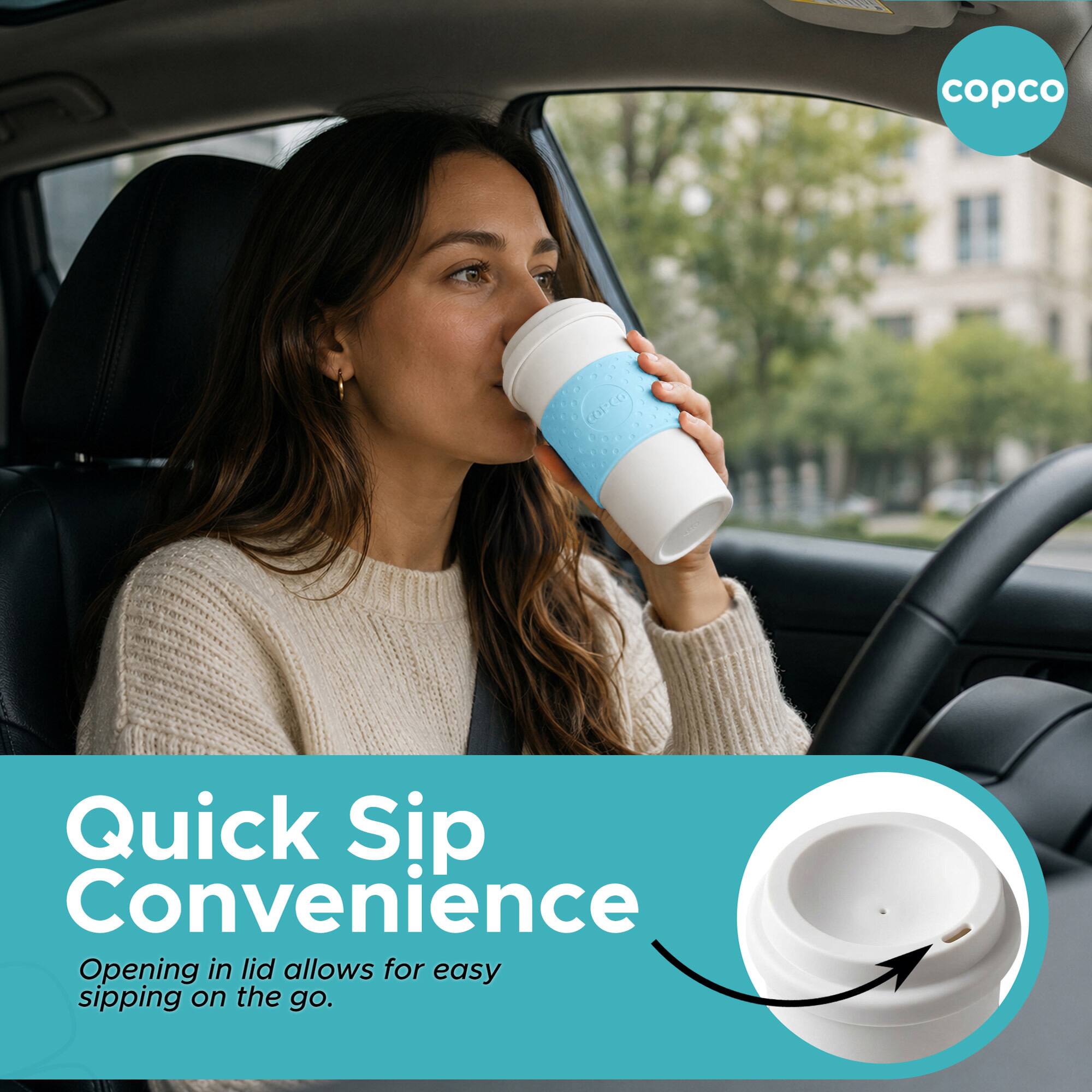 copco COPEO Quick Sip Convenience Opening in lid allows for easy sipping on the go.