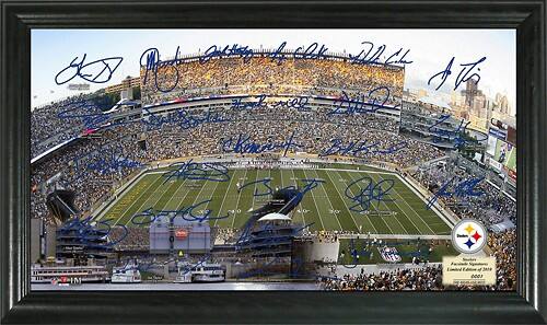 Front Standard. Highland Mint - Pittsburgh Steelers Framed Signature Gridiron.