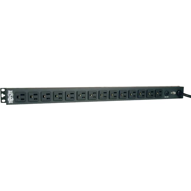 Front. Tripp Lite - Eaton Tripp Lite Series 1.8kW Single-Phase 120V Basic PDU, 14 NEMA 5-15R Outlets, NEMA 5-15P Input, 15 ft. (4.57 m) - Unknown.