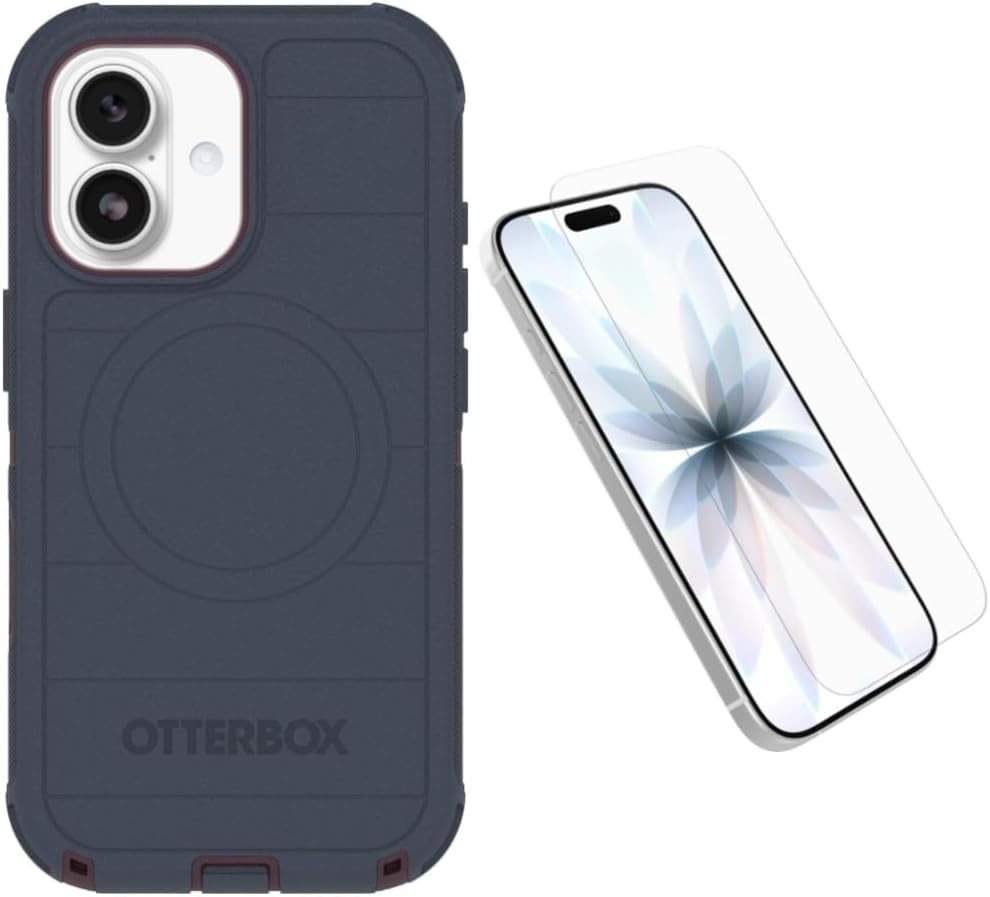 OtterBox - iPhone 17 (Only) Bundle: Defender Series Case & Screen Protector - Case Only - Rugged - Snaps on MagSafe - Indigo Tulip (Blue & Purple) price history on PriceWatchPro