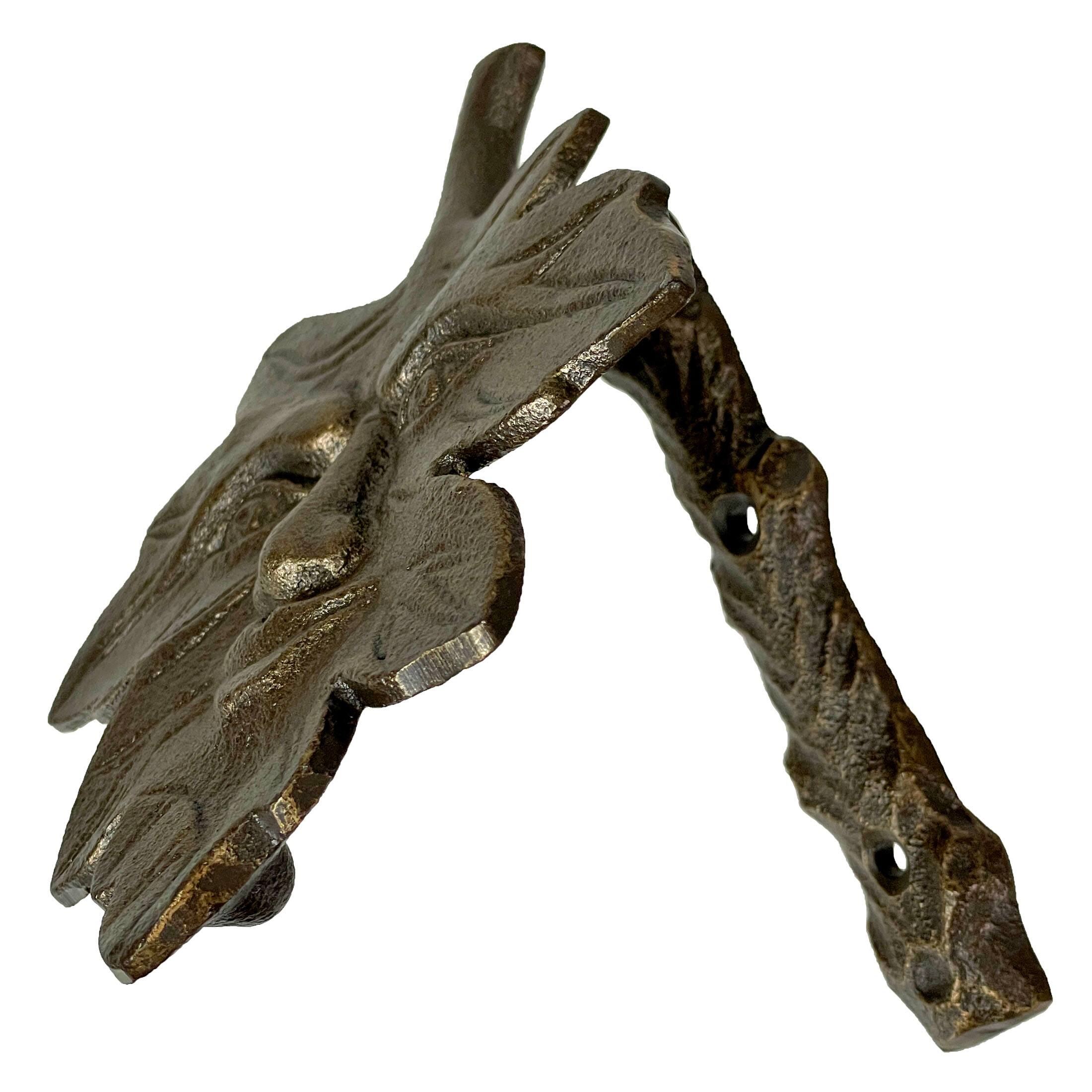 Alt View 1. Zeckos - Bronze Finish Cast Iron Leaf Face Door Knocker - Artistic Entry Decor - Bronze.