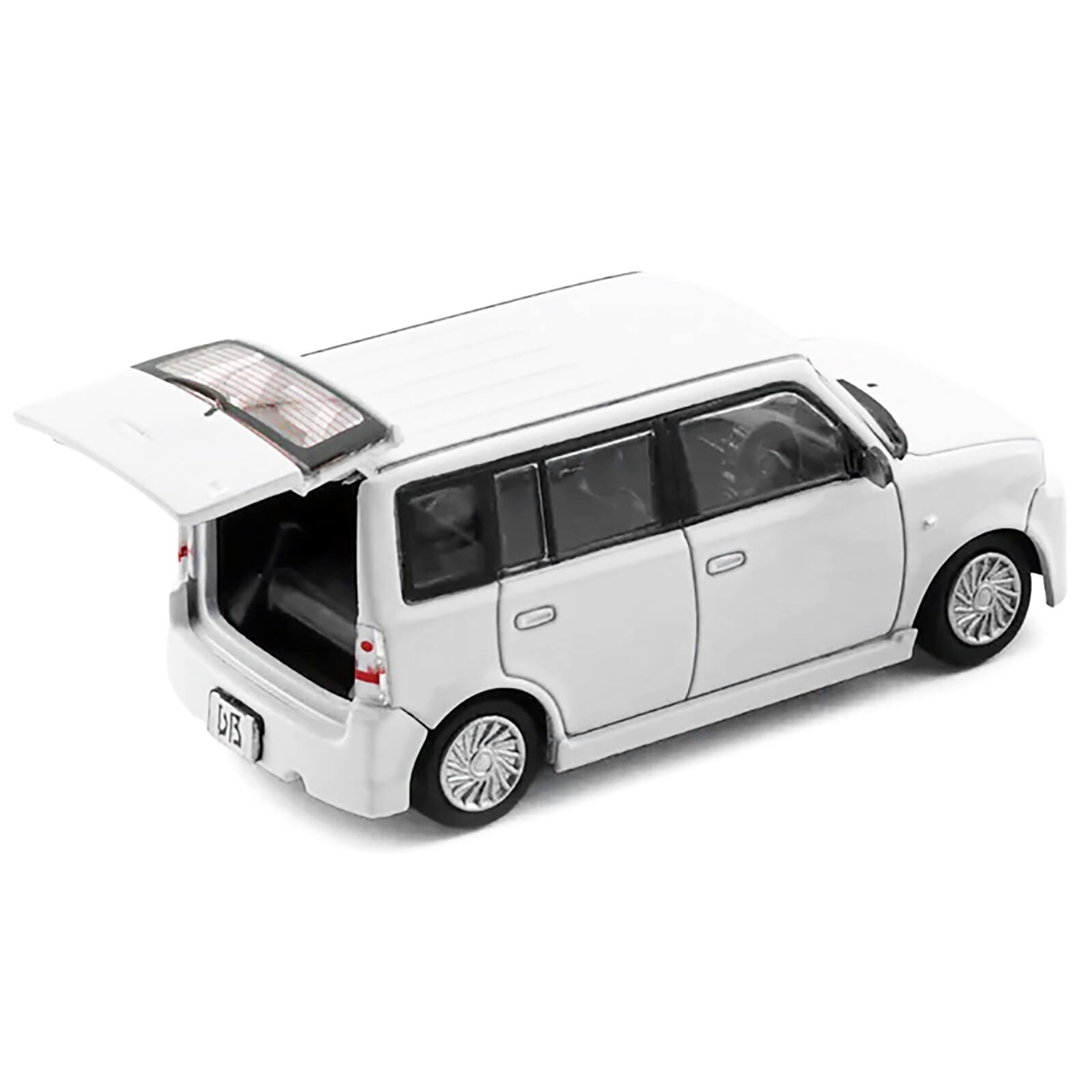 Alt View 2. BM Creations - Toyota bB 2000 Van White with Extra Accessories 1/64 Diecast Model Car by BM Creations.