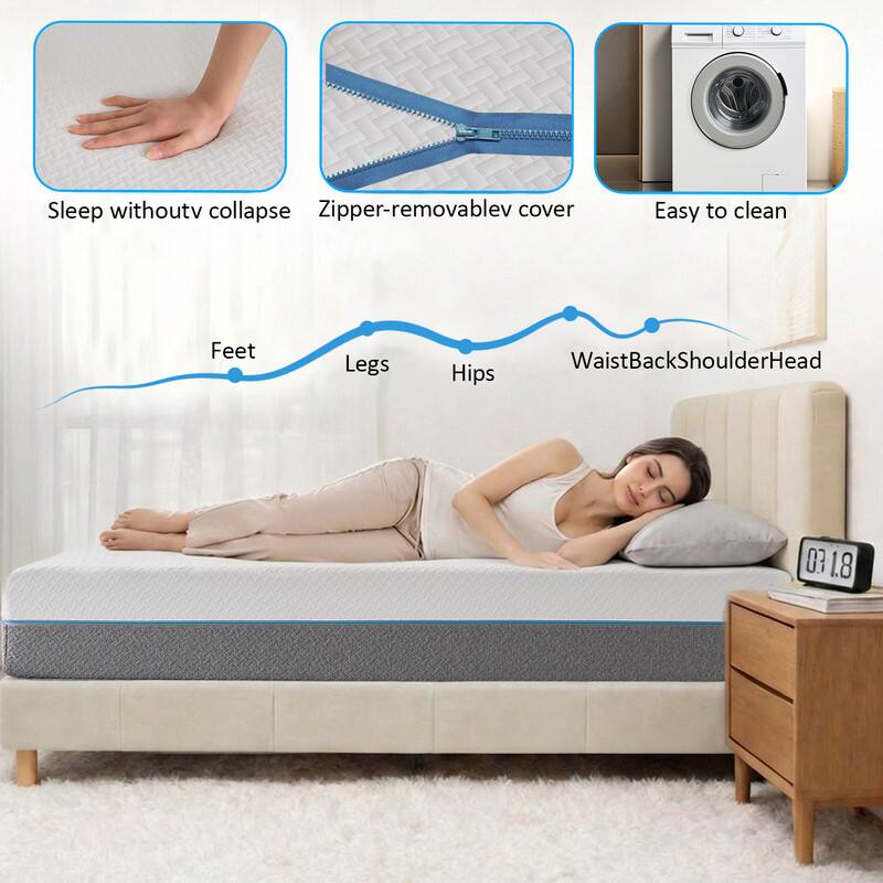 Sleep without collapse  
Zipper-removable cover  
Easy to clean  

Feet  
Legs  
Hips  
WaistBackShoulderHead  

03 1.8