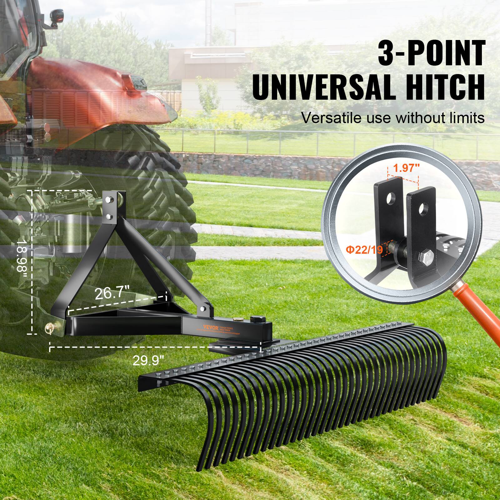 3-POINT UNIVERSAL HITCH Versatile use without limits 1.97" 26.7" 29.9" 22/19