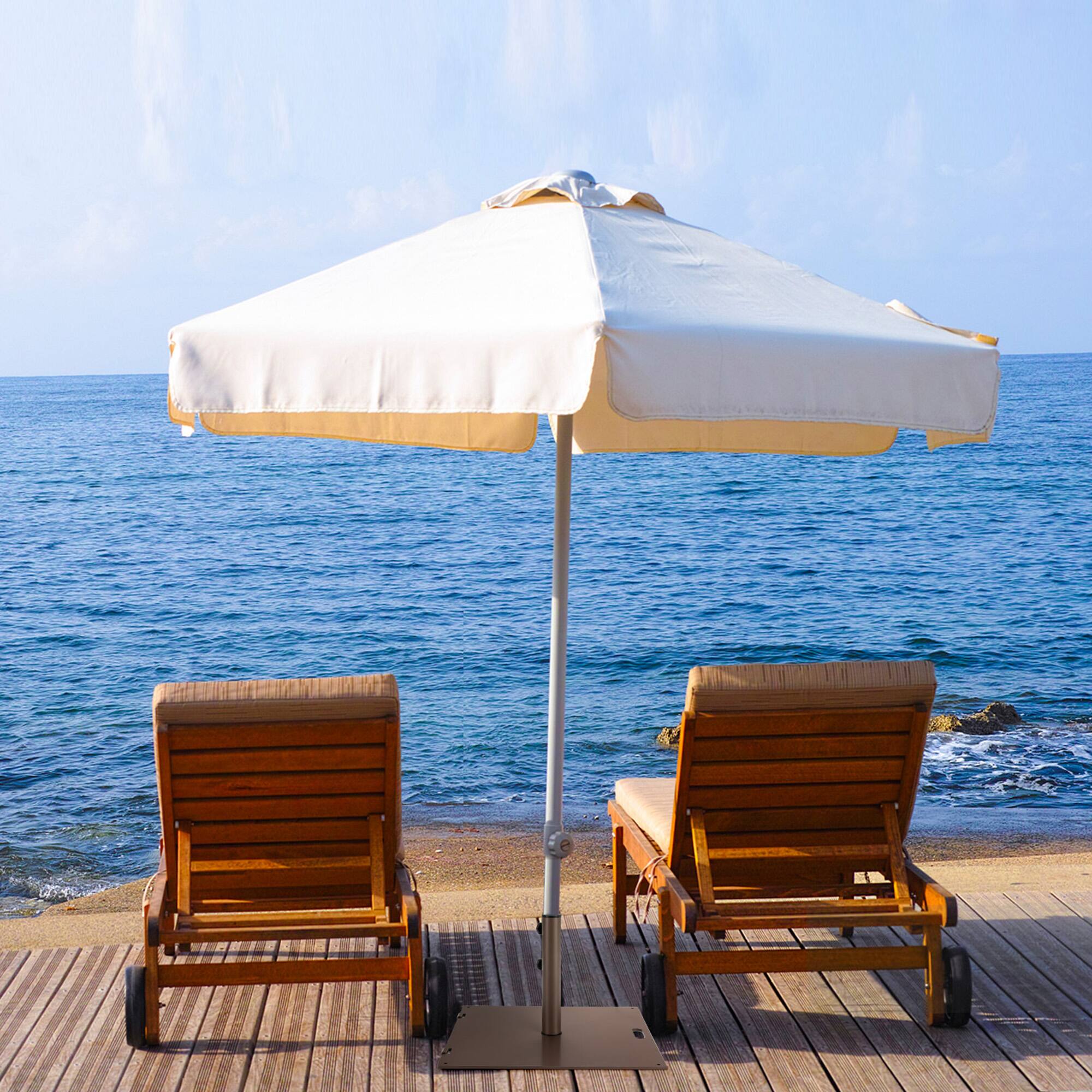 Alt View 3. Gymax - Gymax Square Weighted Patio Umbrella Base Stand 50 lbs Outdoor w/ 3 Adapters - Brown.