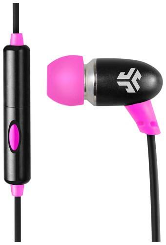 Front Standard. JLAB - Jbuds J6M Earbud Headphones - Black/Pink.