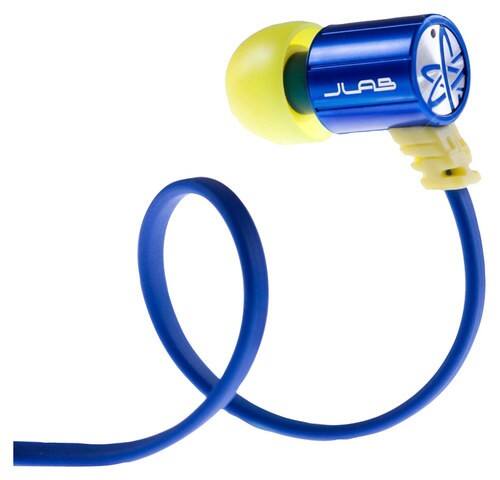 Front Standard. JLAB - JBuds J4 Earbud Headphones - Blue/Yellow.