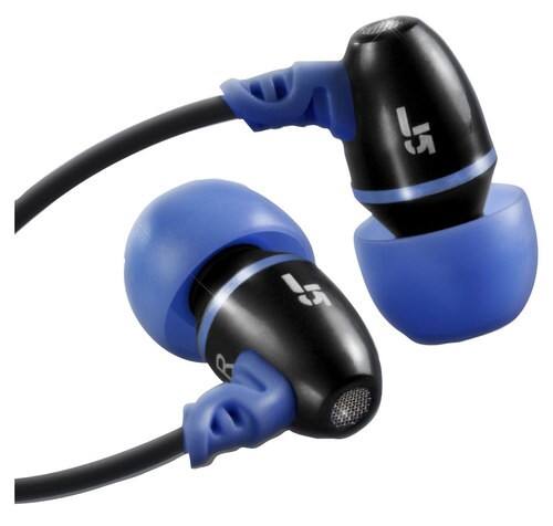 Front Standard. JLAB - JBuds J5 Earbud Headphones - Black/Blue.