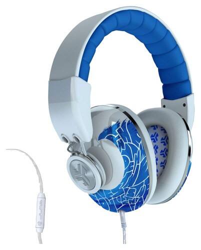 Front Standard. JLAB - Bombora Over-the-Ear Headphones - White/Blue.