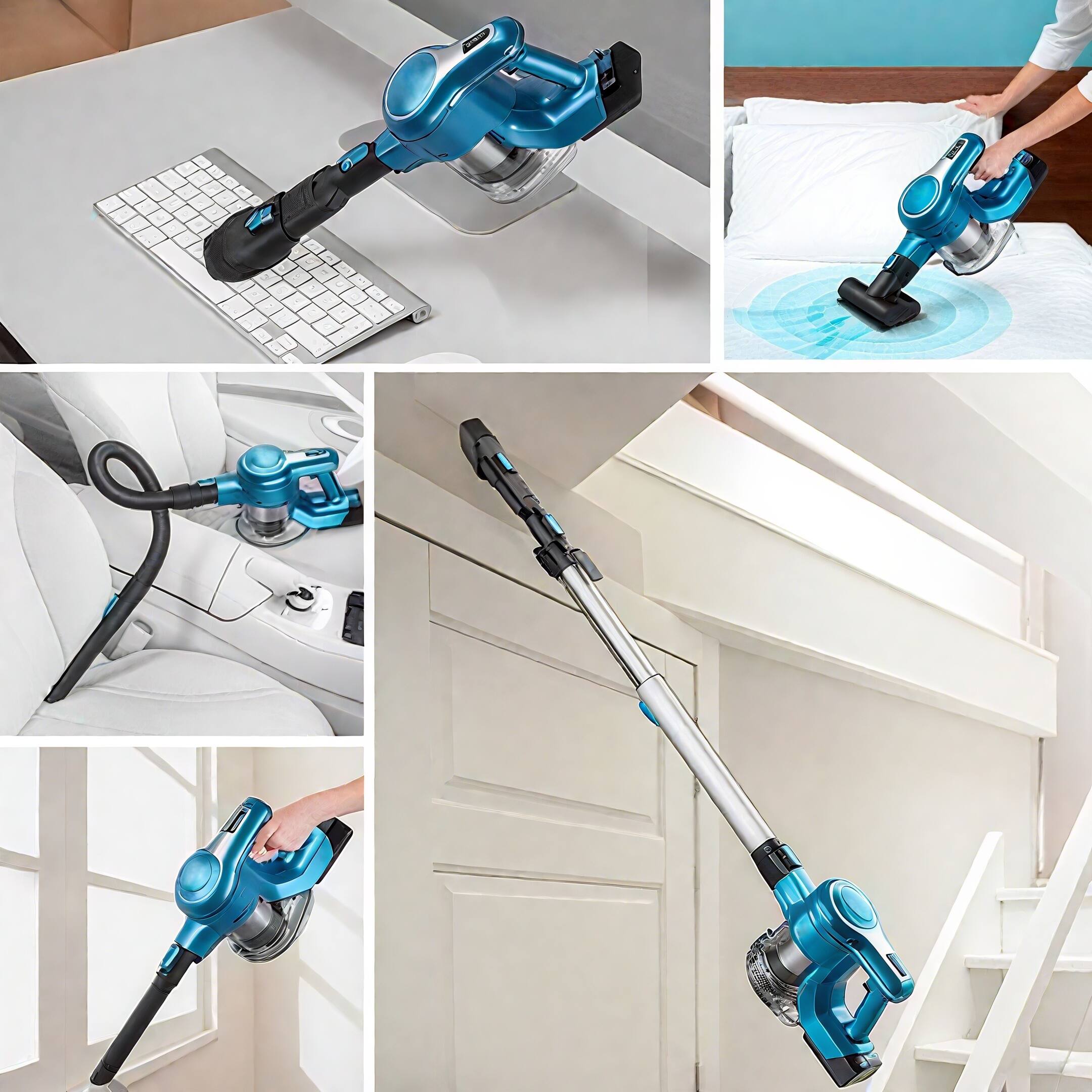 Alt View 6. INSE - S63 Cordless Vacuum with 2 Batteries 28Kpa Powerful Suction - Blue.