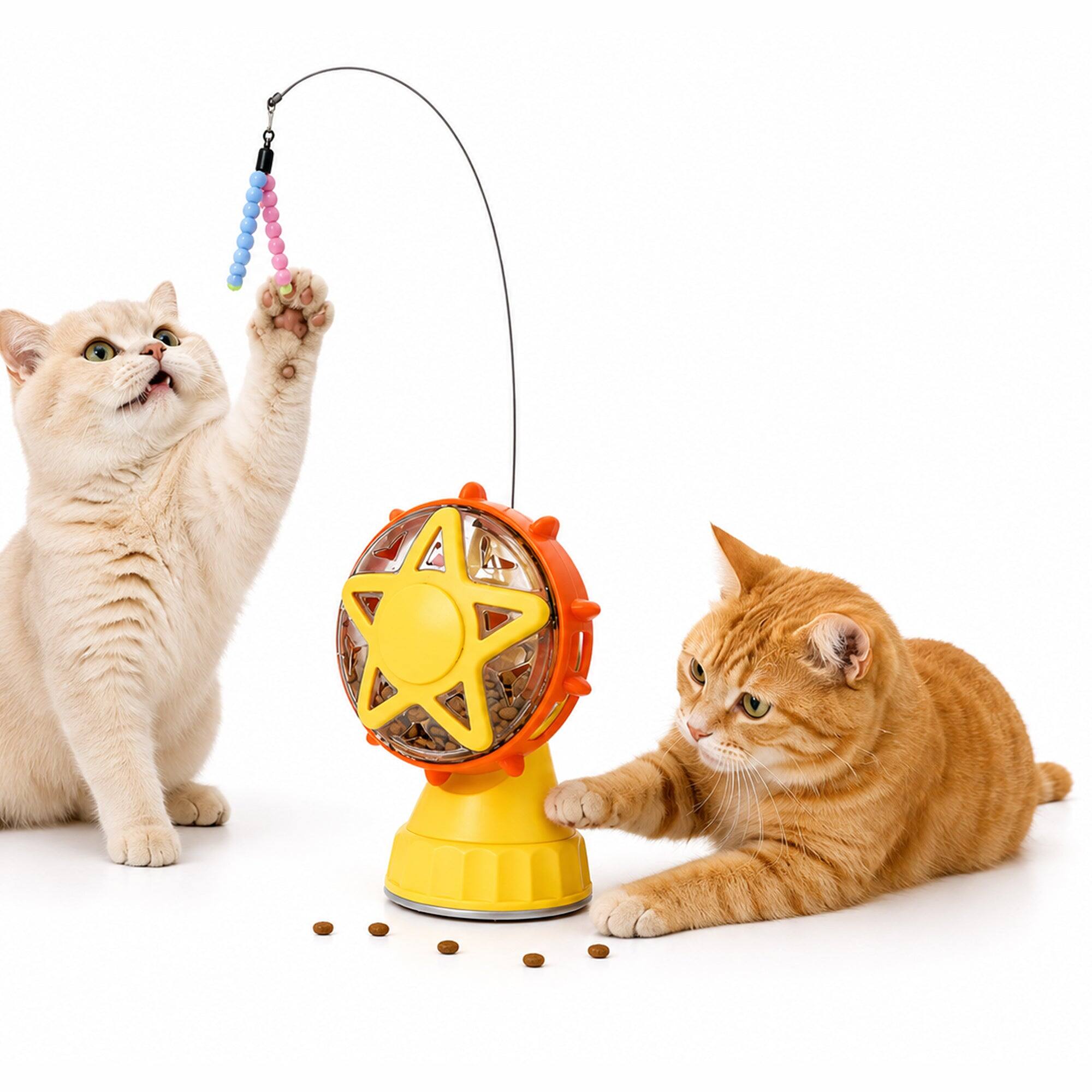Front. PawsPik - PawsPik Interactive Spinning Wheel Snack Feeder & Teaser Cat Toy, Yellow - yellow.