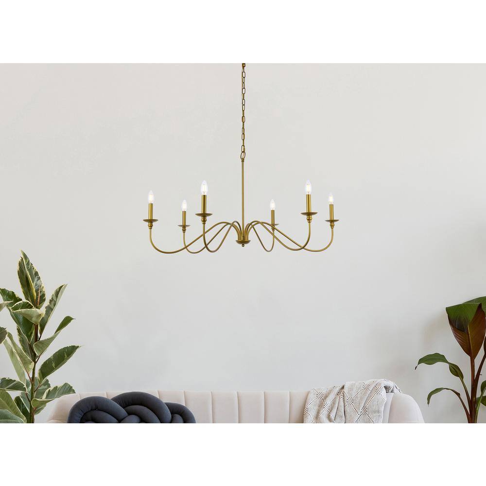 Angle. Living District - Rohan 42 inch chandelier in brass - Brass.