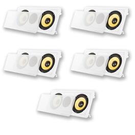 Acoustic Audio by Goldwood - HD-6c Flush Mount Speakers Dual 6.5" Woofers in Wall 5 Pack - Paintable White