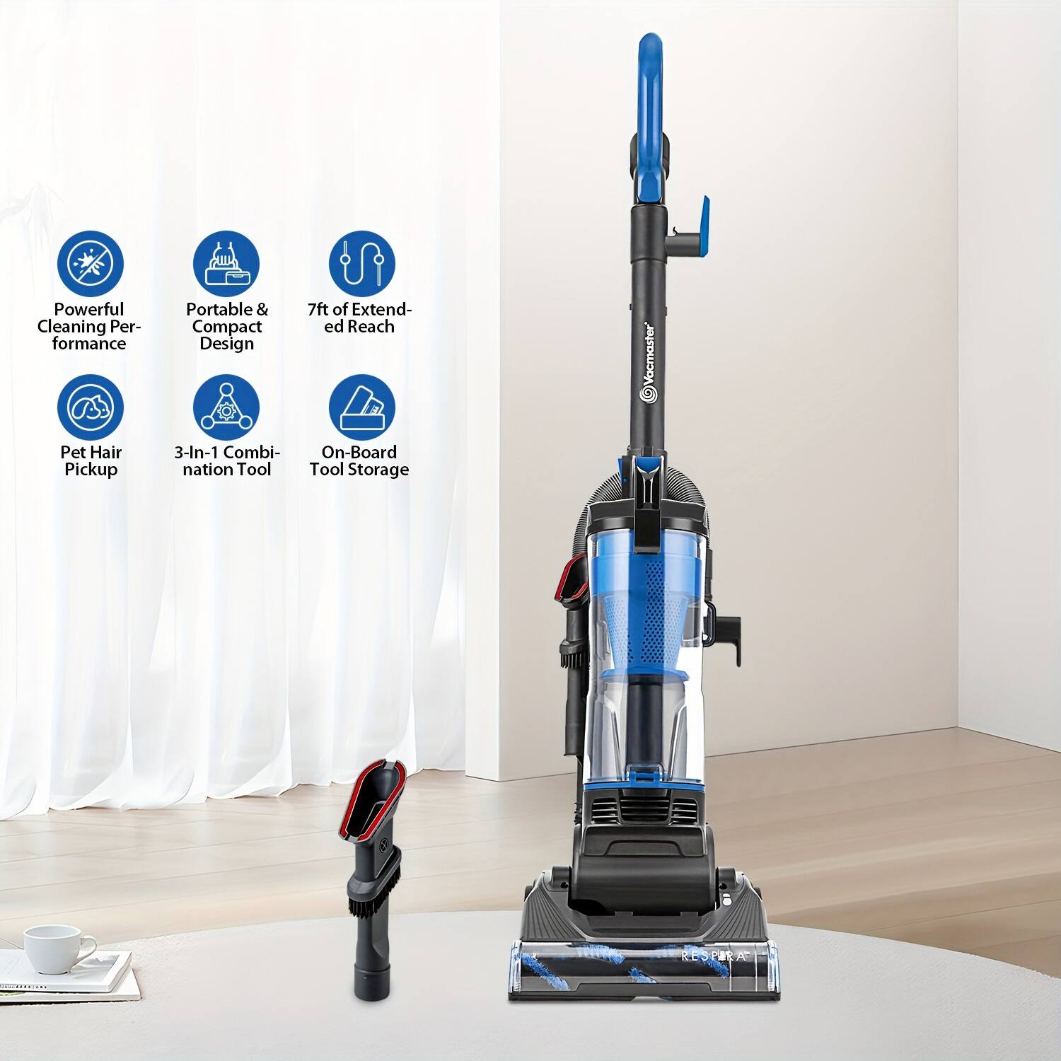 - Powerful Cleaning Performance
- Portable & Compact Design
- 7ft of Extended Reach
- Pet Hair Pickup
- 3-In-1 Combination Tool
- On-Board Tool Storage