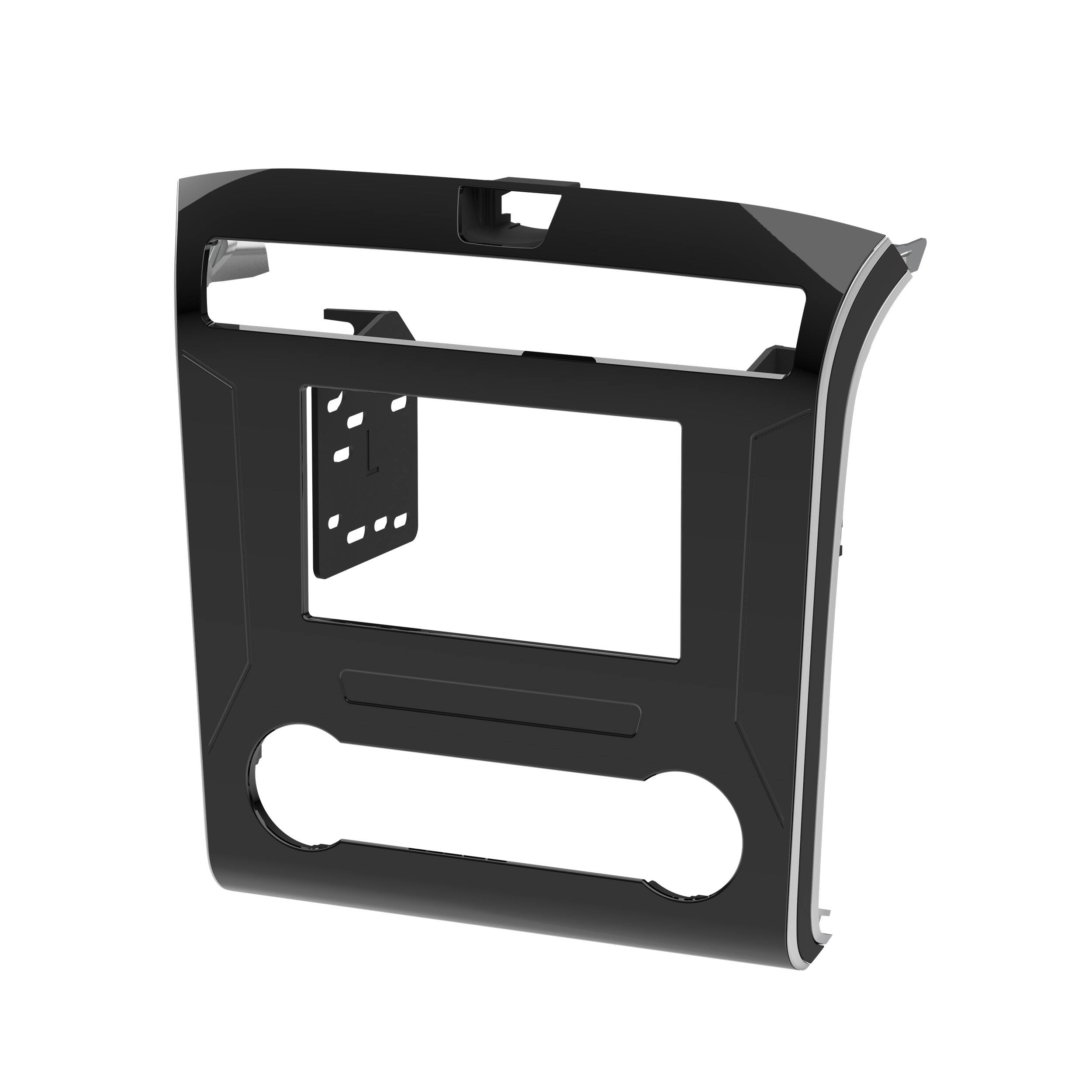 Left. Metra - Stereo Installation Kit for 2022–2024 Hyundai Santa Cruz Vehicles (Without Factory Navigation, Manual Climate Controls) - Glass Black/Silver Trim.