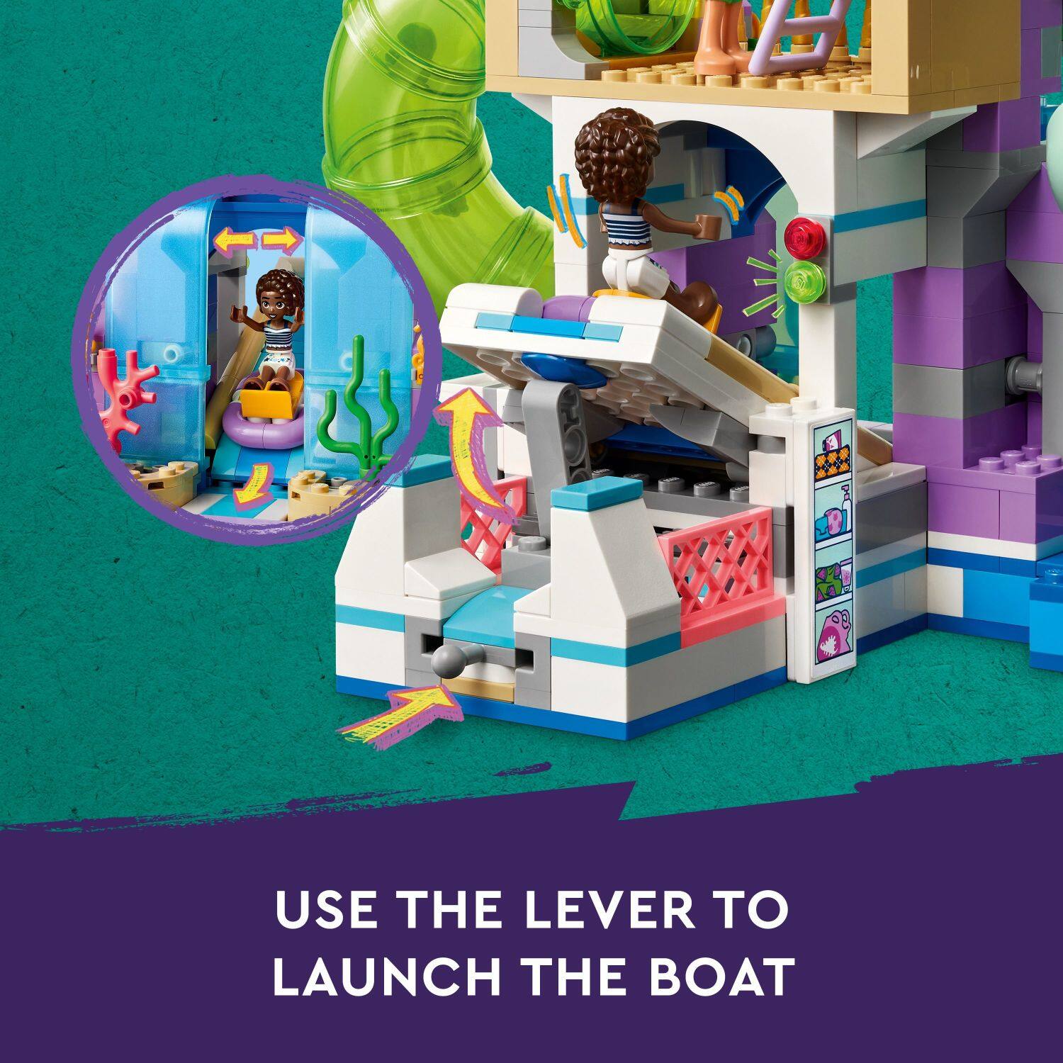 Use the lever to launch the boat.
