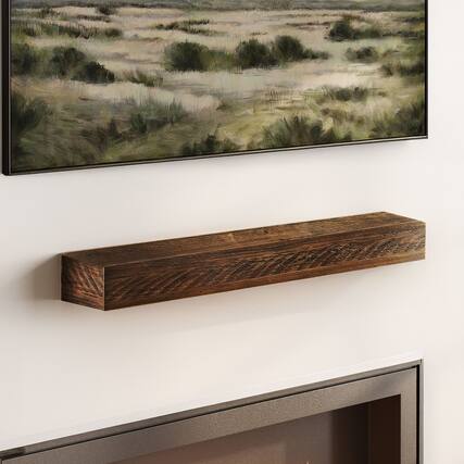 Front. Plank+Beam - Rustic Floating Shelf/Fire Beam (48in / 1219mm), Rustic Barnwood - Rustic Barnwood.