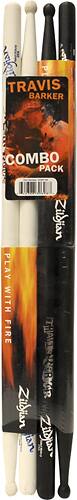 Front. Zildjian - Travis Barker Wood Drumsticks (2 Pairs) - White/Black.