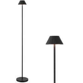 Jonathan Y - Mallory 44" Modern Indoor/Outdoor Iron Pleated Shade Rechargeable/Cordless Dimmable Integrated LED Floor Lamp - Black