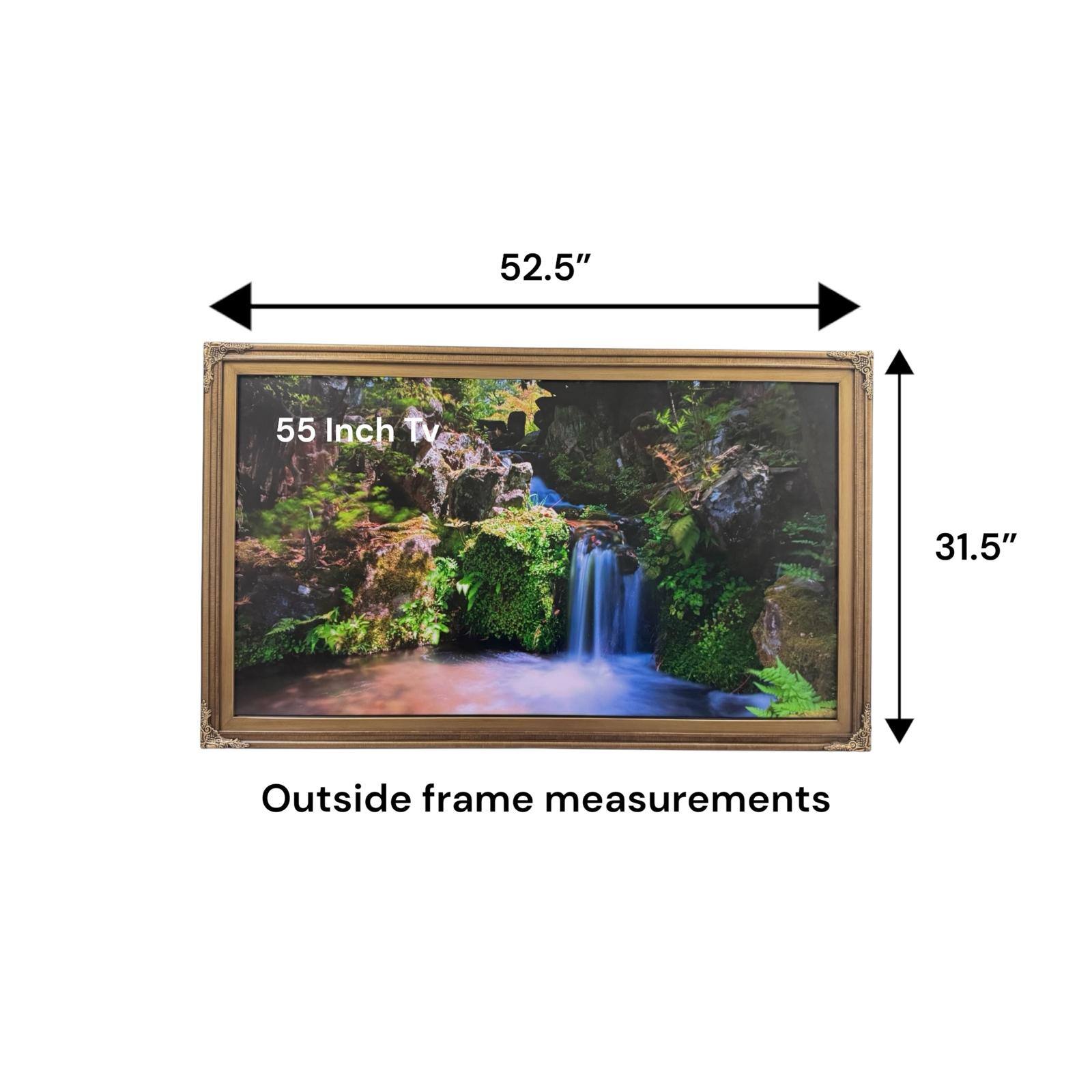 52.5" 55 Inch TV 31.5" Outside frame measurements