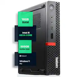 Lenovo - Refurbished Excellent - ThinkCentre M720Q Mini PC, Intel Core i5-8400T up to 3.3GHz, 16GB DDR4 RAM, 500GB NVMe SSD, 600M WiFi, Win11 Pro - Black