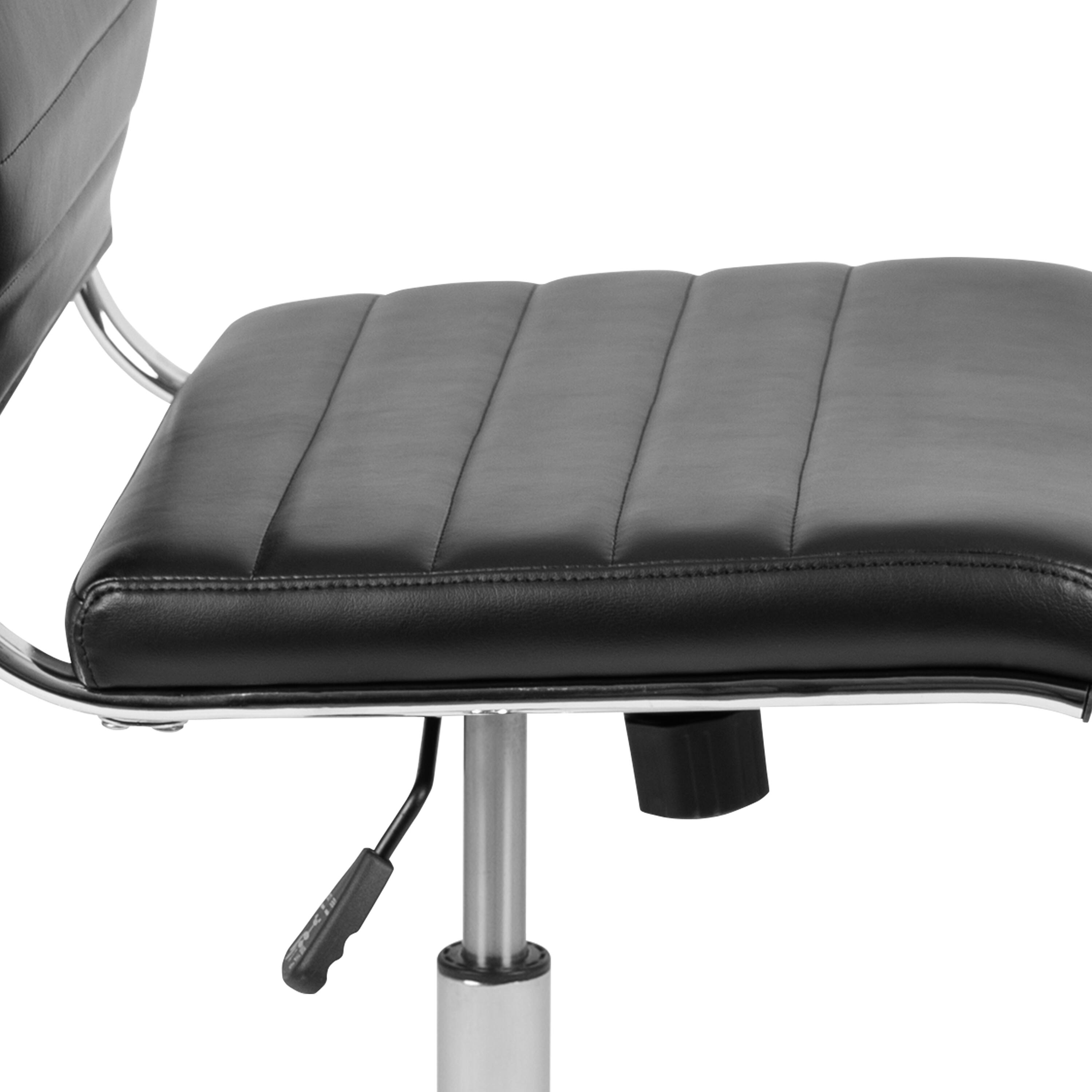 Alt View 10. Emma + Oliver - Mid-Back Armless LeatherSoft Ribbed Executive Swivel Office Chair - Black.