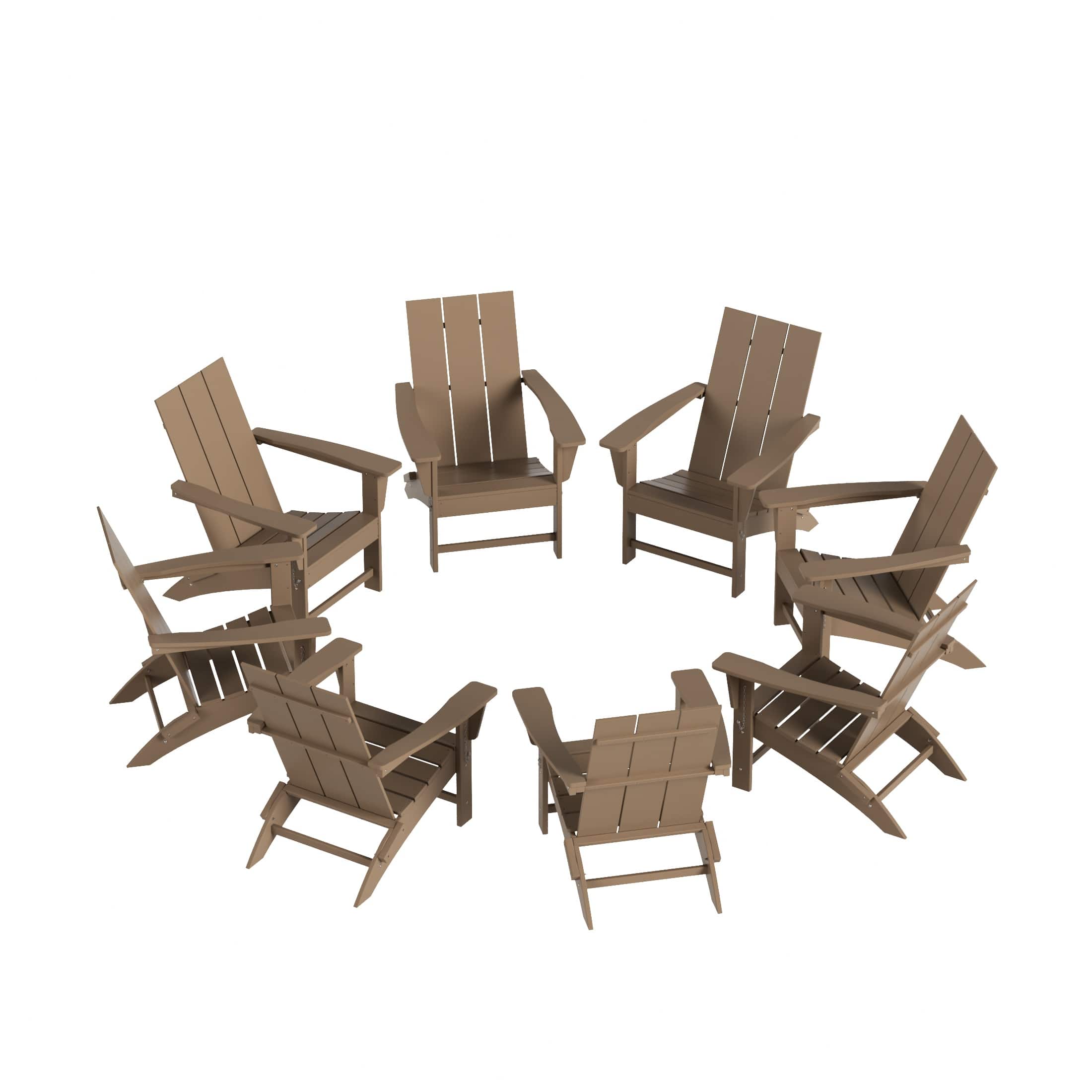 WestinTrends - Ashore 8-Piece Modern Poly Folding Adirondack Chair Set - Weathered Wood price history on PriceWatchPro