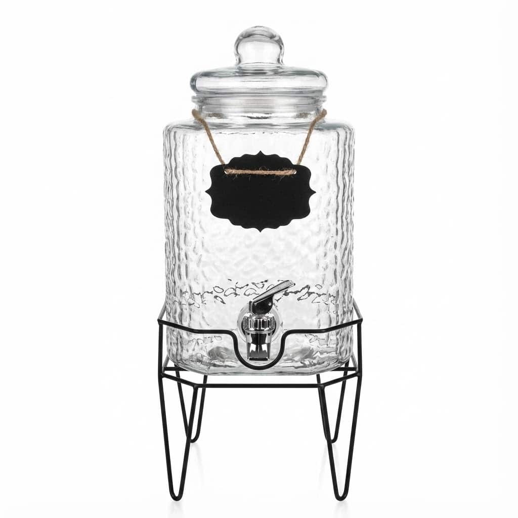 Style Setter - Hamburg Beverage Glass Dispenser with Stand 1.5 GAL - Clear