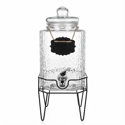 Front. Style Setter - Hamburg Beverage Glass Dispenser with Stand 1.5 GAL - Clear.