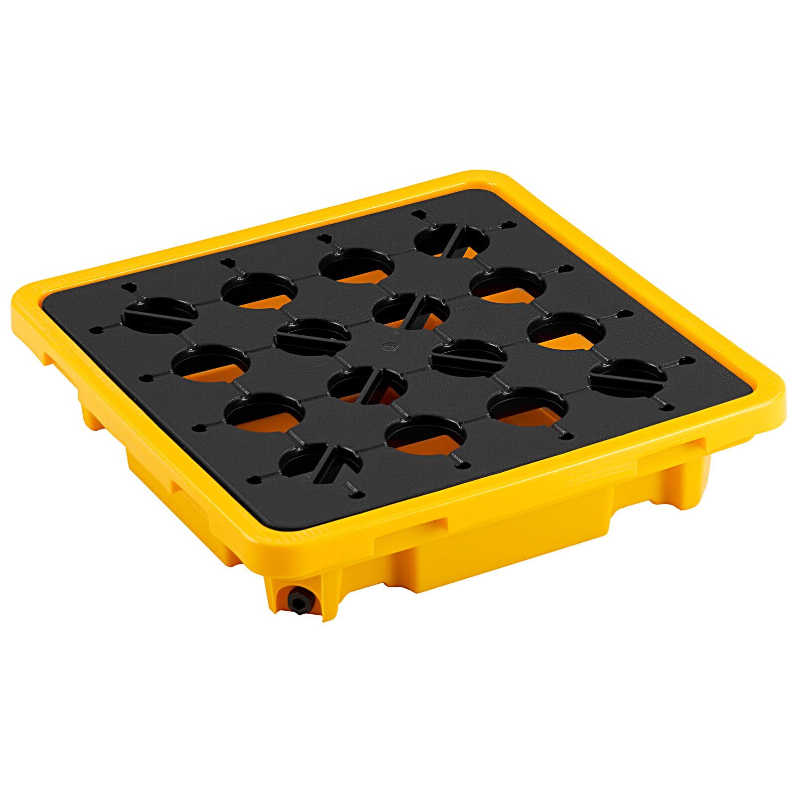 Alt View 5. VEVOR - Spill Containment Pallet,1 Drum Low Profile Spill Containment Modular Platform, 11.4 Gallon Sump, 1543 lbs Load Capacity - Black;Yellow.