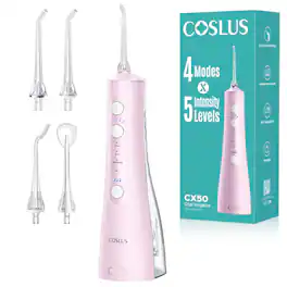 COSLUS - CX50 Cordless Water Flosser, 4 Modes & 5 Intensities, Portable Rechargeable Oral Irrigator for Travel/Home