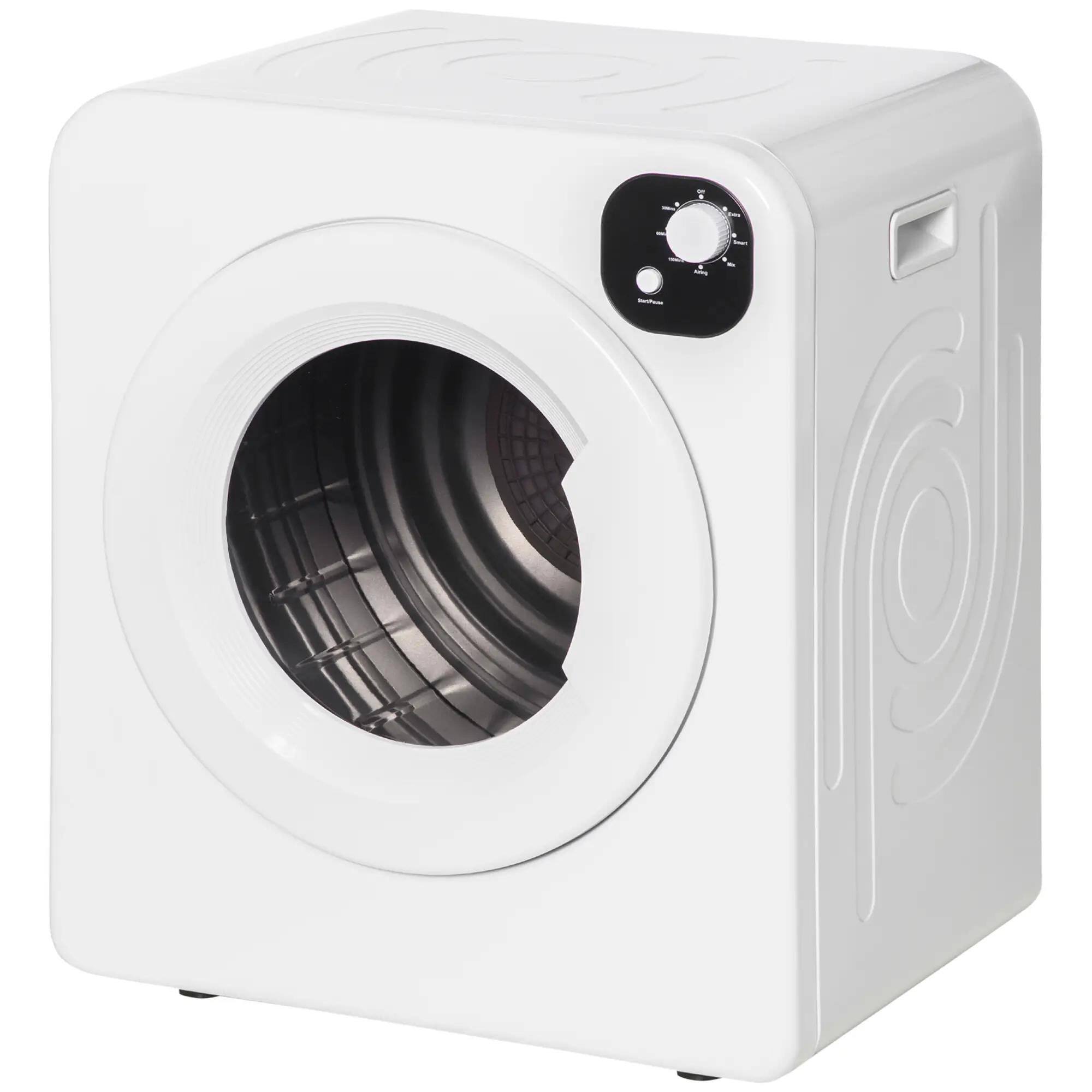 Angle. Resenkos - Compact Laundry Dryer 1300W Portable Clothes Dryer with 3.2 cu.ft Stainless Steel Drum, Front Load Electric Dryer, White - White.
