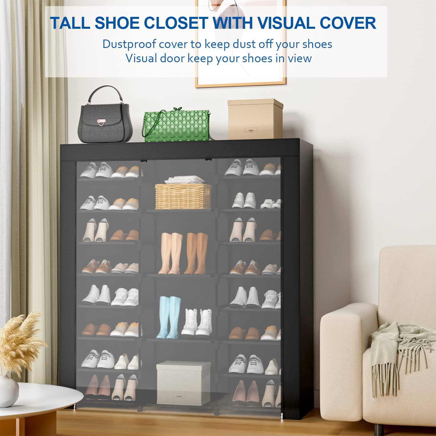 TALL SHOE CLOSET WITH VISUAL COVER

Dustproof cover to keep dust off your shoes  
Visual door keep your shoes in view