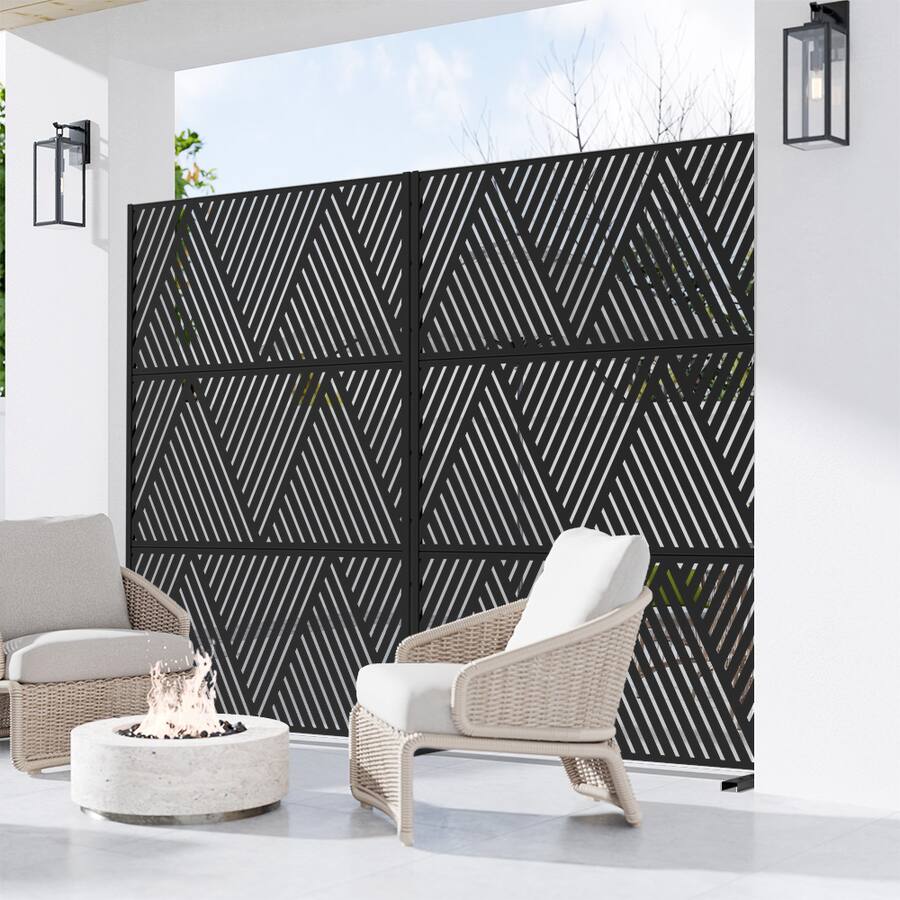 PexFix 72 in. x 47 in. Triangle Pattern Metal Outdoor Privacy Screen ...
