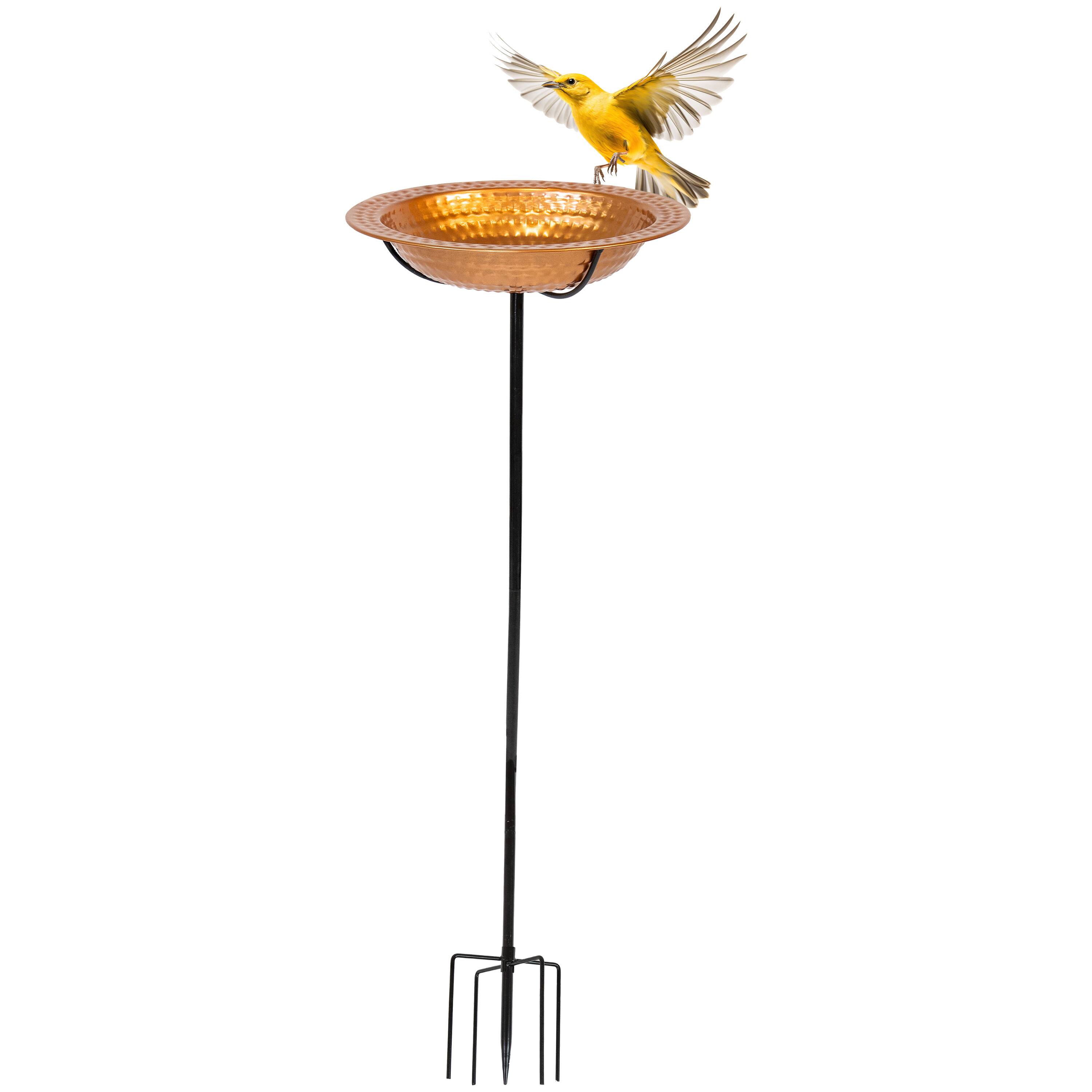 Alt View 7. Sunnydaze - Iron Staked Bird Bath or Feeder - 12 in - Copper.