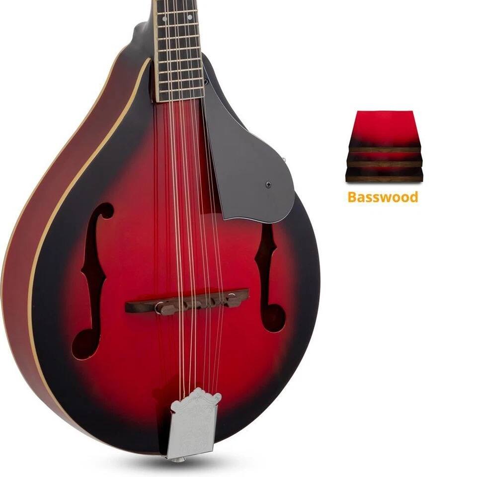 Alt View 3. Home Collection - 8-String A-Style Mandolin Bundle with Tuner, Strings, Gig Bag, Picks - Natural Gloss.