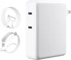 Front. Core Tech - 280W Dual-Port USB-C Charger (2 × 140W) with USB-C & MagSafe 3 Cable (6.6 ft) for MacBook Pro 16”/14” & MacBook Air 15”.