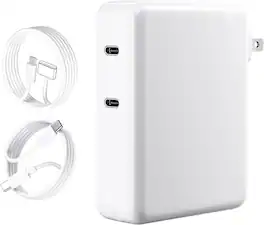 Core Tech - 280W Dual-Port USB-C Charger (2 × 140W) with USB-C & MagSafe 3 Cable (6.6 ft) for MacBook Pro 16”/14” & MacBook Air 15”