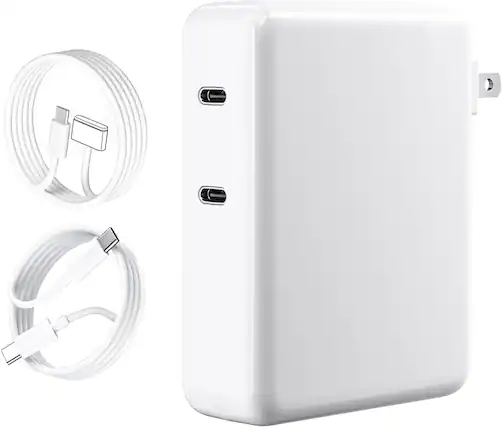 Front. Core Tech - 280W Dual-Port USB-C Charger (2 × 140W) with USB-C & MagSafe 3 Cable (6.6 ft) for MacBook Pro 16”/14” & MacBook Air 15”.