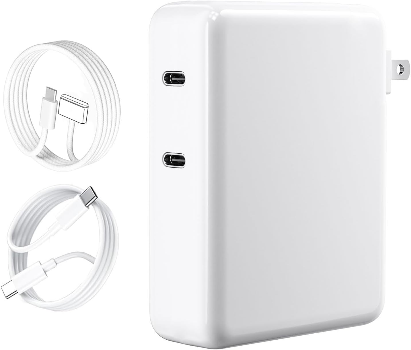 Front. Core Tech - 280W Dual-Port USB-C Charger (2 × 140W) with USB-C & MagSafe 3 Cable (6.6 ft) for MacBook Pro 16”/14” & MacBook Air 15”.