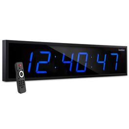 Ivation - Large Digital Clock, 72" Led Wall Clock with Stopwatch, Alarms, Timer, Temp & Remote - Blue