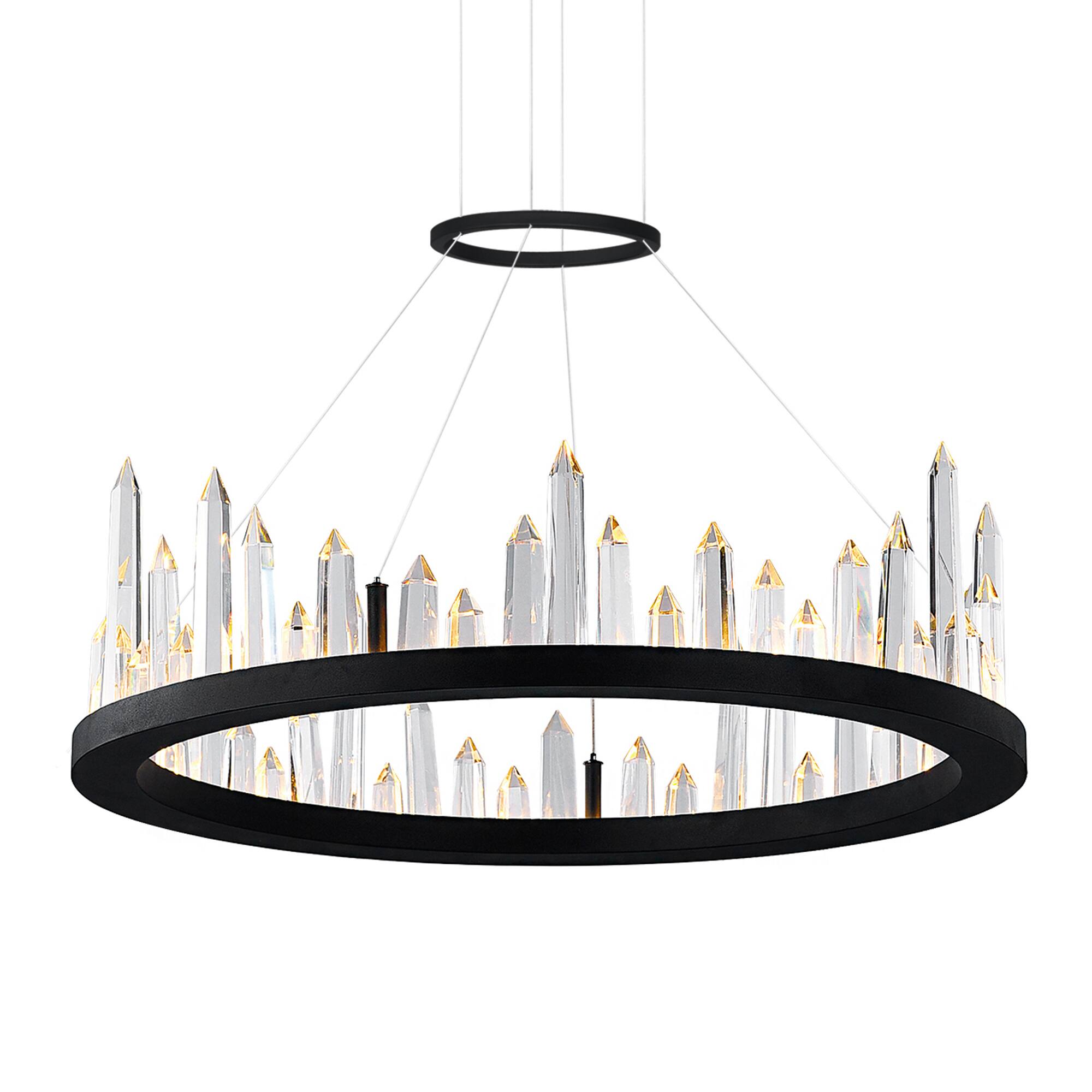 Angle. CWI Lighting - Juliette LED Chandelier With Black Finish - Black.